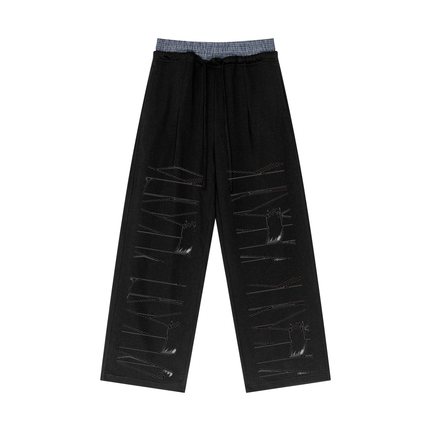 Plaid Contrast Waist Pants