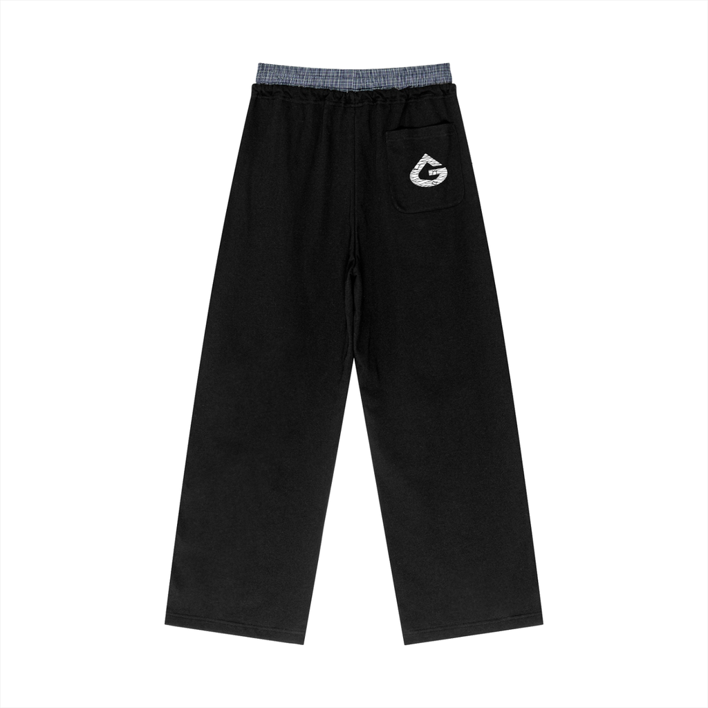 Plaid Contrast Waist Pants